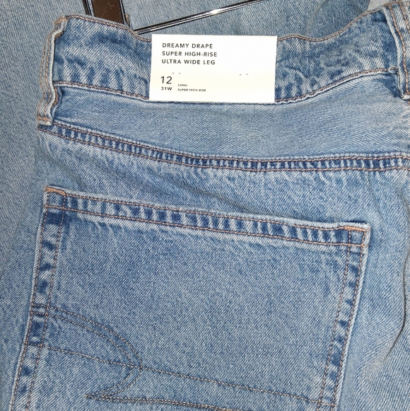 NWT American Eagle Dreamy Drape Super High-Rise Ultra Wide Leg Jeans 12L 31W - Picture 5 of 8